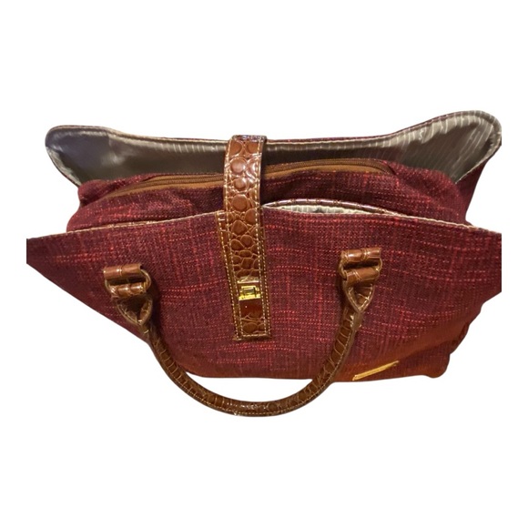 Samantha Brown Croc Embossed Burgundy Tote/Laptop Bag - Picture 6 of 16